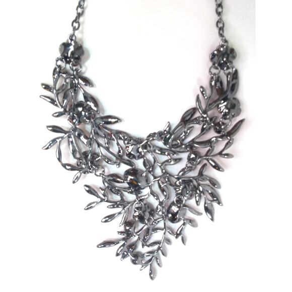 Red Necklace BriLove Crystal Blossom Floral  Leaf Collar Matching Earrings Set - Picture 5 of 16